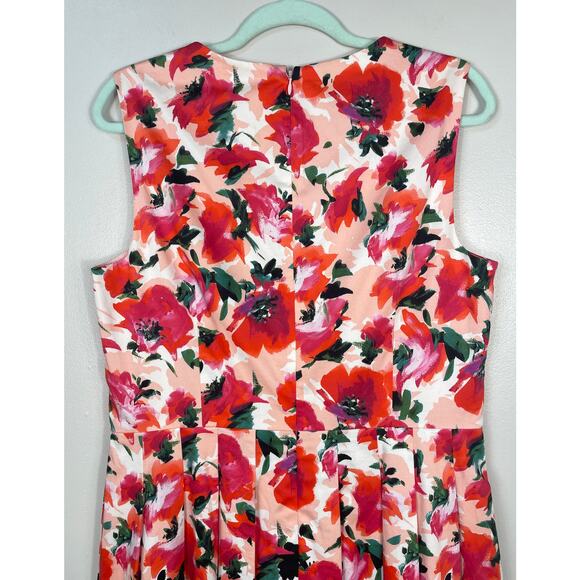 Talbots Sleeveless Pleated Fit & Flare Dress Pink Floral Multi Size 12 NWT - Picture 7 of 10